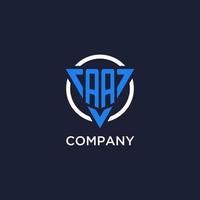 AA monogram logo with triangle shape and circle design elements vector