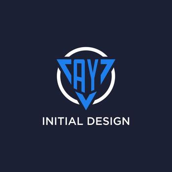 AY monogram logo with triangle shape and circle design elements vector