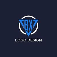 BX monogram logo with triangle shape and circle design elements vector