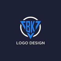 BK monogram logo with triangle shape and circle design elements vector