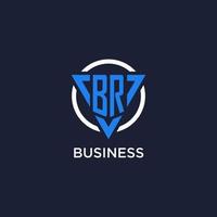 BR monogram logo with triangle shape and circle design elements vector