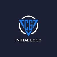 CG monogram logo with triangle shape and circle design elements vector