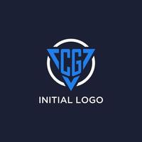 CG monogram logo with triangle shape and circle design elements vector