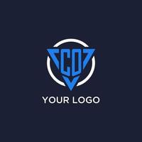 CO monogram logo with triangle shape and circle design elements vector