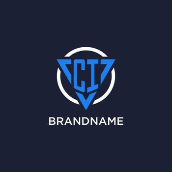 CI monogram logo with triangle shape and circle design elements vector