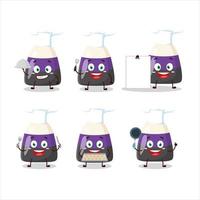 Cartoon character of blue candy corn with various chef emoticons vector