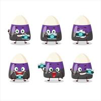 Photographer profession emoticon with blue candy corn cartoon character vector