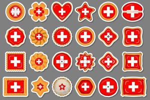 Homemade cookie with flag country Switzerland in tasty biscuit vector