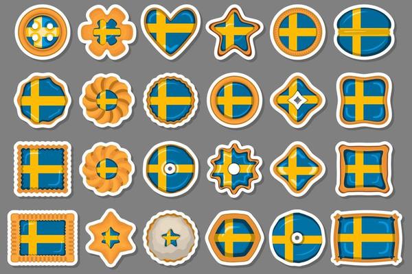 Homemade cookie with flag country Sweden in tasty biscuit