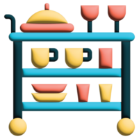 3d illustration food trolley in hotel png
