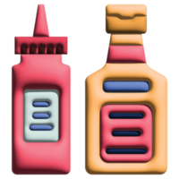 3D illustration ketchup bottle in kitchen set png