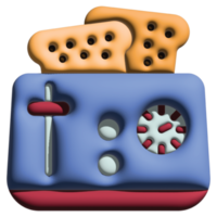 3D illustration toaster in kitchen set png