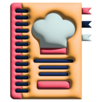 3D illustration recipe book in kitchen set png