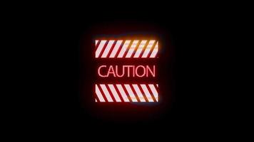 caution warning danger neon icon loop Animation video transparent background with alpha channel.