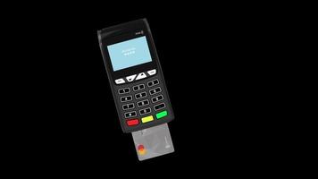 crédit carte avec pos machine animation vidéo transparent Contexte avec alpha canaliser. video