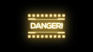 danger neon effect icon loop Animation video transparent background with alpha channel.