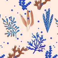 Jellyfish pattern. Seamless print of algae. Vector texture. Aquatic bright characters with bubbles. Seashore elements design for fabrics, wallpaper