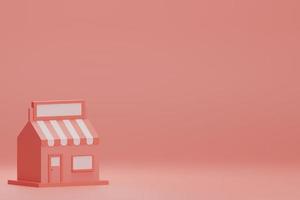 3d render shop retail store on red background with copy space photo