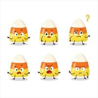 Cartoon character of candy corn with what expression vector