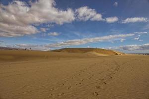 verano Desierto paisaje en un calentar soleado día desde maspalomas dunas en el Español isla de gran canaria foto