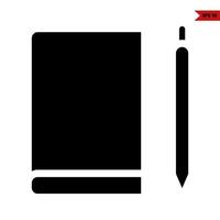 book with pen glyph icon vector