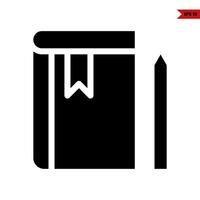 book with bookmark and pen glyph icon vector