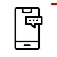 smartphone with message line icon vector