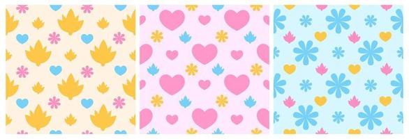 Set of Happy Mother Day Seamless Pattern Design in Element Decoration Template Hand Drawn Cartoon Flat Illustration vector