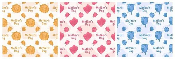 Set of Happy Mother Day Seamless Pattern Design in Element Decoration Template Hand Drawn Cartoon Flat Illustration vector