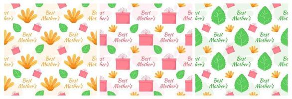 Set of Happy Mother Day Seamless Pattern Design in Element Decoration Template Hand Drawn Cartoon Flat Illustration vector