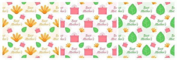 Set of Happy Mother Day Seamless Pattern Design in Element Decoration Template Hand Drawn Cartoon Flat Illustration vector