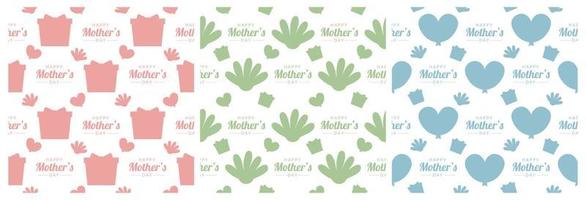Set of Happy Mother Day Seamless Pattern Design in Element Decoration Template Hand Drawn Cartoon Flat Illustration vector