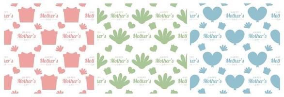 Set of Happy Mother Day Seamless Pattern Design in Element Decoration Template Hand Drawn Cartoon Flat Illustration vector