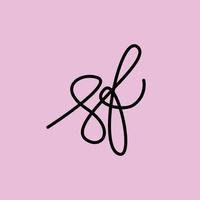 SF initial based vector logo isolated on pink background. Handwriting and signature logo. Suitable for fashion, woman, company, and business.