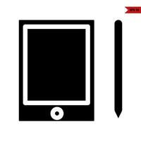 smartphone ipad with pencil glyph icon vector