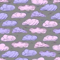 Seamless cloud pattern graphics in trendy style on white background. vector