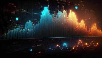 , stock market chart lines, financial graph on technology abstract background represent financial crisis, financial meltdown. Technology concept, trading market concept. photo