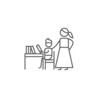 Homework, mother, child vector icon