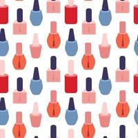 Vector gel polish seamless pattern. Flat style nail polish different colors pattern on white background