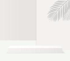 Rectangular white stage podium iwith shadow. Vector white pedestal for product presentation.