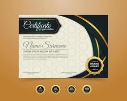 Black and Gold Certificate with Emblems vector