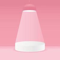 Abstract scene background. Cylinder podium on pink background. Product presentation, mock up, show cosmetic product, Podium, stage pedestal or platform with light from a lamp. Vector