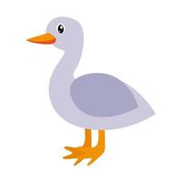 Gray goose for kids isolated on white background. vector