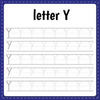 Writing letters. Tracing page. Practice sheet. Worksheet for kids. Learn alphabet. vector