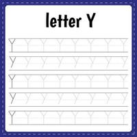 Writing letters. Tracing page. Practice sheet. Worksheet for kids. Learn alphabet. vector