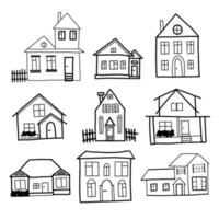 Set of hand drawn vector houses.