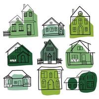 Set of hand drawn vector houses.