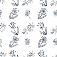 Seamless pattern on a light background drawn in a vector. Black and white flowers on a light background. Suitable for decoration and printing design, textiles, scrapbooking and creativity. vector