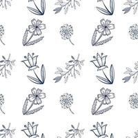 Seamless pattern on a light background drawn in a vector. Black and white flowers on a light background. Suitable for decoration and printing design, textiles, scrapbooking and creativity. vector