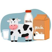 milk ad template for product display. Milk pack mock-up on a farm island surrounded by white splashing liquid. vector